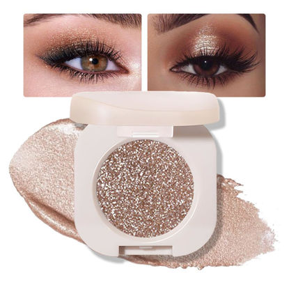 Picture of FeiCuiYun Monochrome Glittler Eyeshadow, light Shimmer eyeshadow, pressed glitter eyeshadow, Glittler Matte Pressed Powder Single Vegan Eyeshadow; Talc, Paraben & Cruelty Free, Brown Glitter (10)