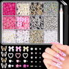 Picture of 3D Nail Charms and Gems Set 7, 20PCS Chunky Butterfly Charms + 75PCS Coquette Nail Bows and Hearts + 3D Flowers for Nails with Rhinestones, Pearls, Diamonds and Picker Tools for Y2K Nail Decor
