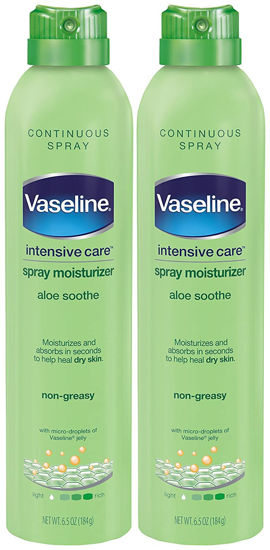 Picture of Vaseline Intensive Care Spray Moisturizer, Aloe Soothe Spray Lotion Moisturizer for Dry Skin with Micro-Droplets of Vaseline Lotion (Pack of 2, 6.5 Oz Ea)
