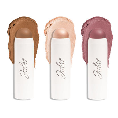 Picture of Julep Skip the Brush 3-in-1 Color Stick for Eyes, Cheeks, and Lip Trio Muted Mauve, Neutral Bronze, Sheer Glow