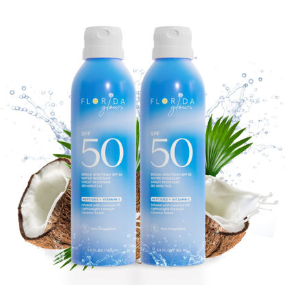 Picture of Florida Glow SPF 50 Sunscreen Spray- Hawaii 104 Reef Act & Florida Keys Compliant Broad Spectrum Water Resistant Sport Sun screen - Child Friendly PABA Free & Oxybenzone Free (5.5 Fl Oz 2-pack)