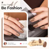 Picture of modelones Fall Press on Nails Short, 32Pcs 16 Sizes Oval Fake Nails Kit Press Ons with Nail Glue, Adhesive Tabs, Nail File, Prep Pad, Manicure Stick, Cold Brown