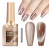 Picture of Bevimee Cat Eye Gel Nail Polish Moonlight, 12ML High Gloss Smoothie Glitter Brown Cat Eye Nail Polish Gel Magnetic Holographic UV Gel Polish for Nail Art Manicure Salon DIY at Home 1PC