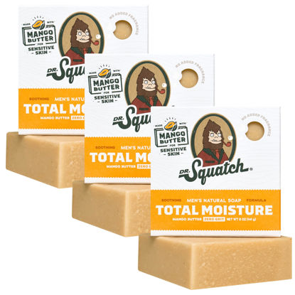 Picture of Dr. Squatch NEW Total Moisture Men's Bar Soap - 3-Pack Mango Butter - No Added Fragrance - Soothing Next-Level Nourishment - Formulated for Sensitive Skin - Non-Exfoliating
