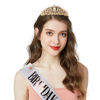 Picture of "Birthday Queen" Sash & Crystal Tiara Kit COCIDE Birthday Gold Tiara and Crowns for Women Sash for Girls Pink Birthday Decorations Set Rhinestone Headband Hair Accessories Glitter Sash for Party