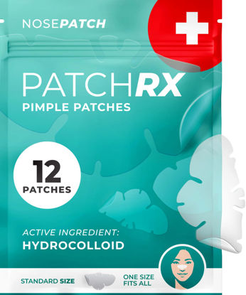 Picture of PatchRx Pimple Patches for Nose (12 Pack), Cover Nose Pimples Overnight - Hydrocolloid Acne Patches - Pimple Patch Hydrocolloid Patches & Pimple Stickers, Nose Strip, Zit Patches - Nose Pimple Patches