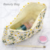 Picture of PAZIMIIK Makeup Bags for Purse Zipper Cosmetic Pouch Large Travel Canvas Make Up Organizer Tool Pouch for Women and Girls,Daisy White