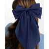 Picture of Velscrun Hair Bows for Women Girls 3Pcs White Hair Bow Black Hair Bow Navy Blue Big Hair Bows Clip Silky Satin Large Hair Ribbons Oversized Long Tail Hair Bows Hair Barrettes Hair Accessories Gifts