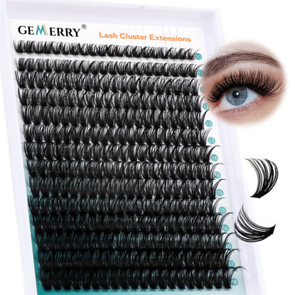 Picture of Lash Clusters Fluffy Cluster Lashes Extensions Thick 280pcs D Curl Eyelash Clusters DIY At Home Individual Lashes Extension by GEMERRY（60P-10-18mm)