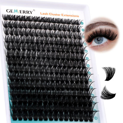 Picture of Eyelash Clusters Fluffy Lash Clusters Thick 280pcs Cluster Eyelash Extensions DIY At Home Individual Lashes Cluster Lashes by GEMERRY（100P-10-18mm)