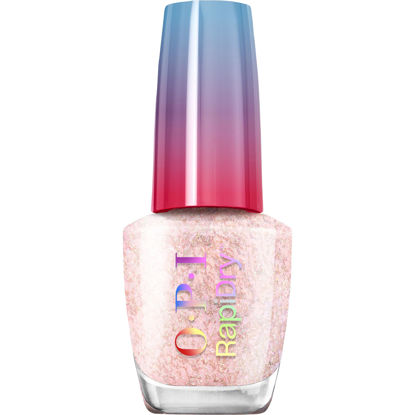 Picture of OPI RapiDry Cheers to No Smears | Semi-sheer Soft Peach Glitter Quick Dry Nail Polish | Vegan, Smudge Proof, Fast Drying
