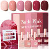 Picture of Double Rhythm 6 Pcs 15 ML Gel Polish Set Same Color Same Bottle Soak Off Gel Polish Kit Nail Art Manicure Salon DIY at Home for Women (Burgundy Red Nude Pink Purple Beige-T6-3)