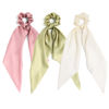 Picture of 3PCS Hair Scarf Scruncheis for Women Knotted Bow Hair Ties Elastic Bands Satin Hair Ribbon Scrunchy Red Ponytail Holder for Women and Girls (Ivory green bean)