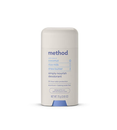 Picture of Method Deodorant, Simply Nourish, Coconut, Rice Milk + Shea Butter notes, 24 Hour Odor Protection, 2.65 oz