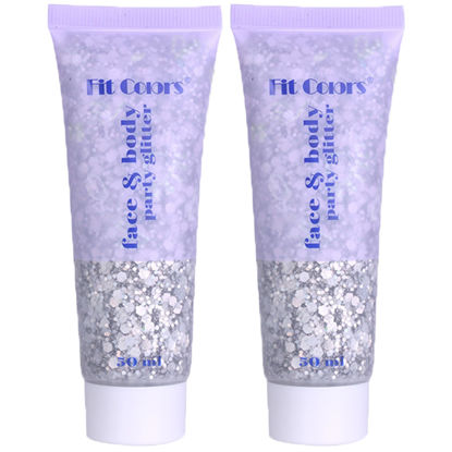 Picture of Body Glitter Face Glitter Gel: Singer Concerts Disco Festival Rave Accessories Face Glitter Makeup 100ml Chunky Sequins Mermaid Face Body Hair Glitter Gel (2 Silver)