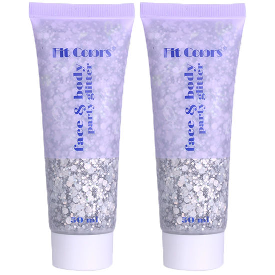 Picture of Body Glitter Face Glitter Gel: Singer Concerts Disco Festival Rave Accessories Face Glitter Makeup 100ml Chunky Sequins Mermaid Face Body Hair Glitter Gel (2 Silver)