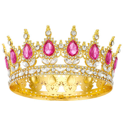 Picture of Queen Crown Rhinestone Wedding Crowns and Tiaras for Women Costume Party Hair Accessories Princess Birthday Crown Crystal Bridal Crown (Golden Rose)