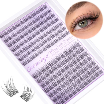Picture of Clear Band Lash Clusters Wispy Short C Curl Eyelash Clusters 10-11mm Individual Eyelashes Natural Cluster Eyelash Extensions Natural Looking Cluster Lashes by Geeneiya(Clear Band,10-11MM)