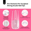 Picture of Beetles Tipex Nail Tips Long Square-C Curved Half Matte Nail Tips 210 Pcs Pre Building Fake Nails with Uv Nail Glue, LED Nail Lamp - Thick Acrylic Nail Set for Flat Nails