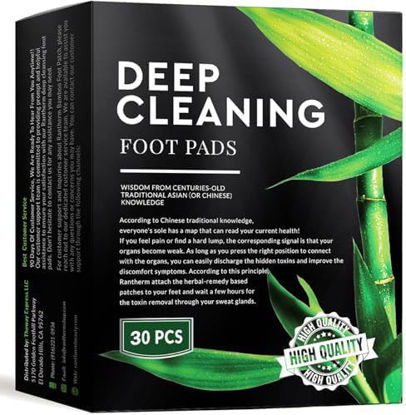 Picture of Rantherm Premium Deep Cleansing Foot Pads, Bamboo Foot Pads, Ginger Foot Pads 30 Packs (30 PC), Black