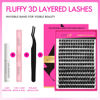 Picture of VEYESBEAUTY Lash Clusters Kit Fluffy Individual Lash Extensions Xtreme 3D Layered Volume Eyelashes kit Thin & Invisible Band Wispy Faux Mink Lash Mixed Length 10-18mm with Bond&Seal Remover Applicator