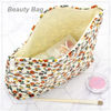 Picture of PAZIMIIK Makeup Bag Large Zipper Corduroy Make Up Pouch for Purse Travel Canvas Cosmetic Organizer for Women Brush Storage,Floral White