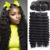 Picture of Deep Wave Bundles Human Hair 20 22 24 Inch Water Wave Bundles 100% Unprocessed 10A Brazilian Virgin Human Hair Wet and Wavy Bundles Double Weft Deep Curly Weave 3 Human Hair Bundles Natural Black
