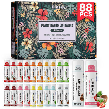 Picture of Dmsky Lip Balm Bulk, Fruit Lip Balm Variety Pack, Hydrating Lip Balm for Men Women Kids, 0.15 OZ, 88 count (Pack of 1)