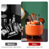 Picture of Diesisa 360 Rotating Makeup Brush Organizer With 5 Sections, Spining Countertop Swivel Makeup Brush Holder for Cosmetics, Nail Polish, Art Supply, Bathroom Vanity Desktop Organizer - Orange