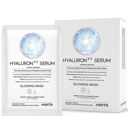 Picture of #OOTD Triple Hyaluron Hydrating Mask for Dry and Sensitive Skin, Anti Aging, Tightening and Moisturizing, Korean Vegan Beauty, Hyaluronic Acid, Caffeine, Vitamin C 10EA