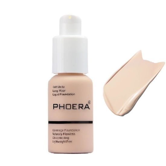 Picture of PHOERA Foundation,Flawless Soft Matte Liquid Foundation Oil Contro Concealer Long-Lasting Waterproof Full Coverage Foundation Makeup .(1Pcs-101# Porcelain)