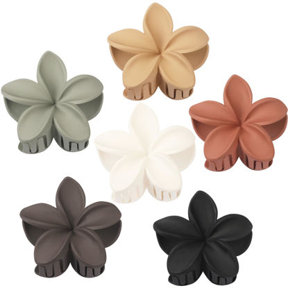 Picture of Sisiaipu Hair Clip, 6 Pcs Large Flower Claw Clips for Thick & Medium Hair, Hawaiian Flower Hair Clips, Beach Hair Accessories for Women and Girls - Basic