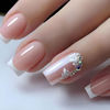 Picture of WAFOLOZE Nails Press ons,Nude Press on Nails Medium Fake/False Nails with Flower&Rhinestones Designs White French Tip Nails Artificial Acrylic Nails Glossy Stick on Nails for Women 24Pcs
