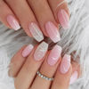 Picture of WAFOLOZE Press on Nails Medium Coffin Fake Nails Pink Ombre False Nails with Glitte Powder Press ons Designs Acrylic Nails Press on Artificial Nails Stick on Nails for Women 24Pcs