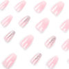 Picture of WAFOLOZE Press on Nails Medium Coffin Fake Nails Pink Ombre False Nails with Glitte Powder Press ons Designs Acrylic Nails Press on Artificial Nails Stick on Nails for Women 24Pcs