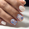 Picture of WAFOLOZE Nails Press ons,White Short Square Press on Nails Fake/False Nails with Blue Flower Designs Glossy Acrylic Artificial Nails Stick on Nails for Women 24Pcs