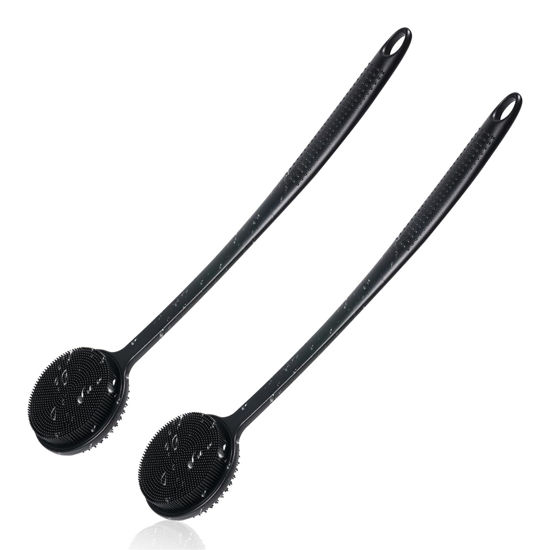 Picture of VWMYQ 2 Pack Back Scrubber for Shower, 17in Lengthen Long Handle Body Brush, Double Sided Shower Brush for Shower Exfoliating and Massage Can Produce Rich Foam, Long Handle Back Scrubber for Men