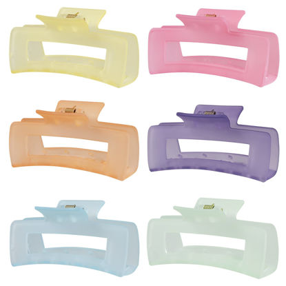 Picture of Sisiaipu 4 Inch Big Hair Claw Clips 6 Pcs Large Claw Clips for Thick Hair Square Hair Clips for Women Rectangle Hair Clips Nonslip Acrylic Banana Jaw Clips Hair Accessories for Girls -Ice Cream