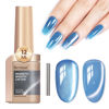 Picture of Bevimee Moonlight Cat Eye Gel Nail Polish 12ML Blue Glitter Magnetic Gel Polish Velvet Ceramic Effect Crystal Shimmer Cateye Gel Soak Off UV Gel Nail polish Nail Art Manicure Salon At Home 1Pc