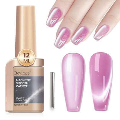 Picture of Bevimee Cat Eye Gel Polish Moonlight 12ML, Magnetic Cateye Gel Polish Glitter Gel Nail Polish, Holographic Shiny Nail Polish Cats Eye Silky Velvet UV Gel Polish for Nail Art 1PCS