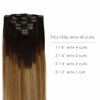 Picture of WENNALIFE Clip in Human Hair Extensions, 14 Inch 120g 7pcs Dark Brown to Chestnut Brown and Dirty Blonde Highlighted Clip In Human Hair Remy Clip in Hair Extensions Real Human Hair Double Weft
