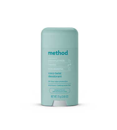 Picture of Method Deodorant, Coco Twist, Coconut Milk, Avocado + Macadamia Oil notes, 24 Hour Odor Protection, 2.65 oz