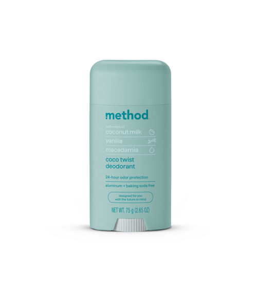 Picture of Method Deodorant, Coco Twist, Coconut Milk, Avocado + Macadamia Oil notes, 24 Hour Odor Protection, 2.65 oz