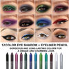 Picture of evpct 12Pcs Green Blue White Black Brown Purple Color Gel Glitter Eyeliner Pencils Set for Women Waterline Waterproof Smudge Proof lapiz de ojos delineador de ojos contra el agua Eye Liner Makeup 1