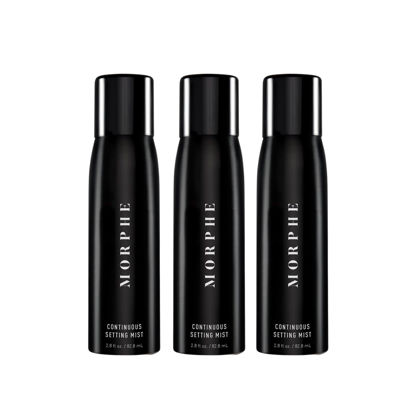 Picture of Morphe Continuous Setting Mist - Micro-Fine Setting Spray for Makeup with a Natural Finish - Helps Makeup Resist Caking or Fading & Increases Wear of Foundation (3 Count, 2.8 fl oz)