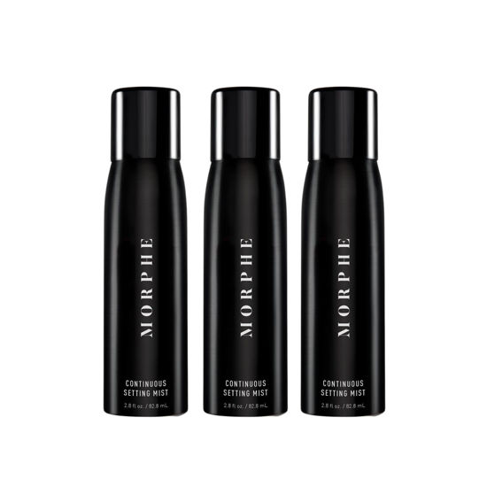 Picture of Morphe Continuous Setting Mist - Micro-Fine Setting Spray for Makeup with a Natural Finish - Helps Makeup Resist Caking or Fading & Increases Wear of Foundation (3 Count, 2.8 fl oz)