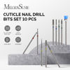Picture of MelodySusie 10pcs Nail Drill Bits Set, 3/32 Inch Diamond Cuticle Nail Bits Kit for Nail Drill E-File, Manicure Pedicure Remover Tools for Acrylic Gel Nails, Salon Home Nail Care Supplies, Silver