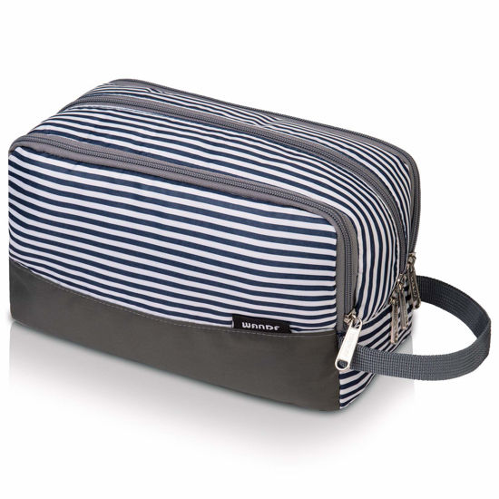 Picture of Toiletry Bag for Men Hanging Dopp Kit Water Resistant Shaving Bag Small Toiletry Bag for Traveling (Blue Stripe)
