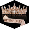 Picture of Rose Gold Crown for Women Birthday Queen Sash & Rhinestone Tiara Set Birthday Decoration Rhinestone Headband Glitter Crystal Hair Accessories for Party(Rose Gold2&Sash)
