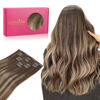 Picture of WENNALIFE Clip in Hair Extensions, 18 Inch 120g 7pcs Balayage Chocolate Brown to Honey Blonde Hair Extensions Clip in Human Hair Remy Clip in Hair Extensions Real Human Hair Double Weft